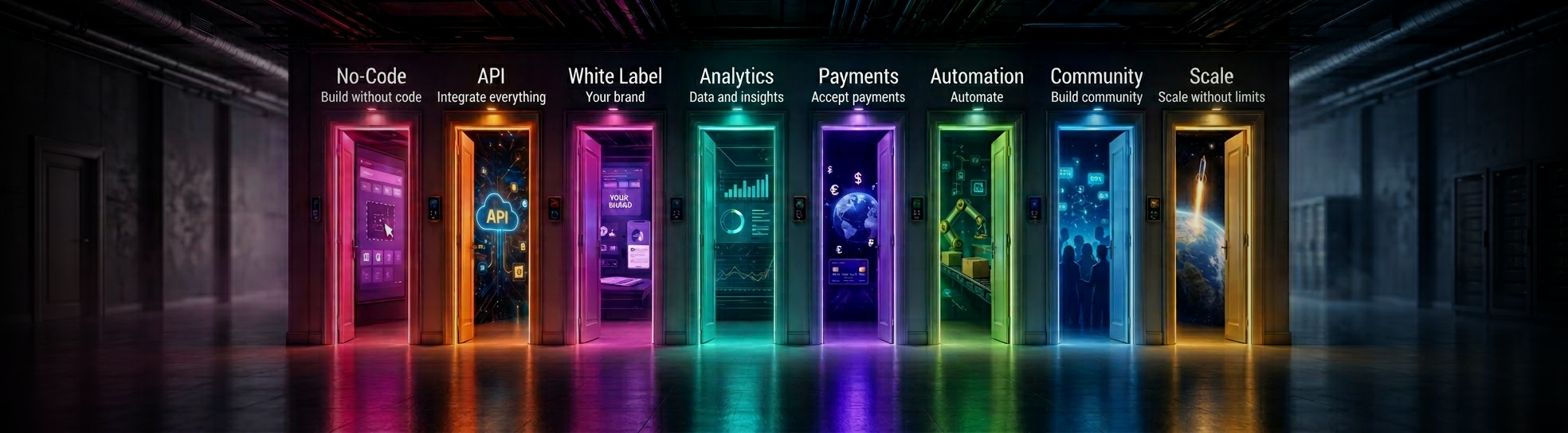 Decision matrix for IT product development in 2026: comparing no-code, white label, API-first, open-source, and custom development by speed, cost, scalability, and control.
