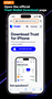 The official Trust Wallet download page in the Safari browser on iPhone.