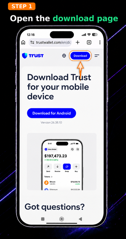 Open the download page. Go to the official Trust Wallet website on your mobile device. It's crucial to use official links to avoid downloading fake apps that might look exactly like the real one.