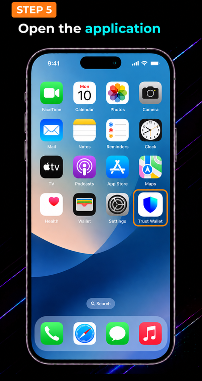 Open the app. Wait for the download and installation to complete. The Trust Wallet icon will appear on your smartphone's home screen — tap it to launch the app and proceed to create or restore a wallet.
