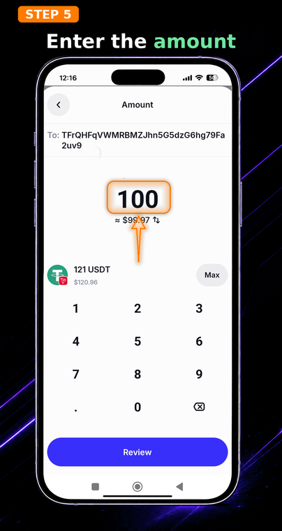 Enter the amount. Input the specific quantity of USDT you wish to send. The TRON network fee remains fixed based on contract execution, regardless of whether you are transferring $10 or $1,000.