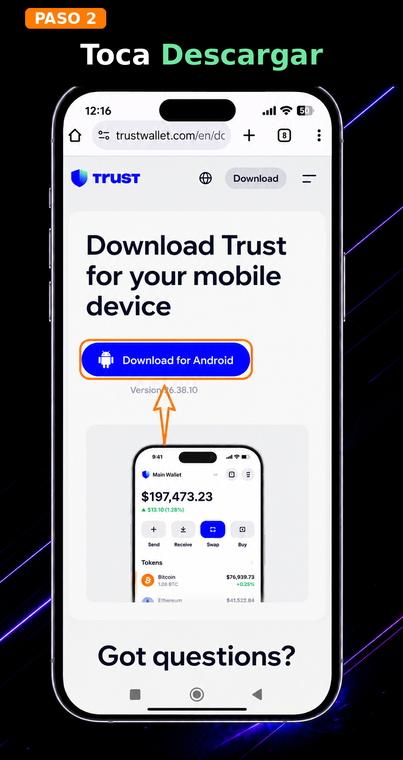 Toca "Descargar". En la página de descarga que se abre, busca y selecciona el botón "Descargar para Android" (Download for Android). Esta acción te redirigirá de forma segura a la página de la aplicación original en la tienda oficial Google Play.
